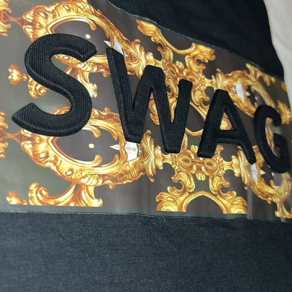 Huge Fashion Exchange Men’s Black Swag Embossed Tee Size Large